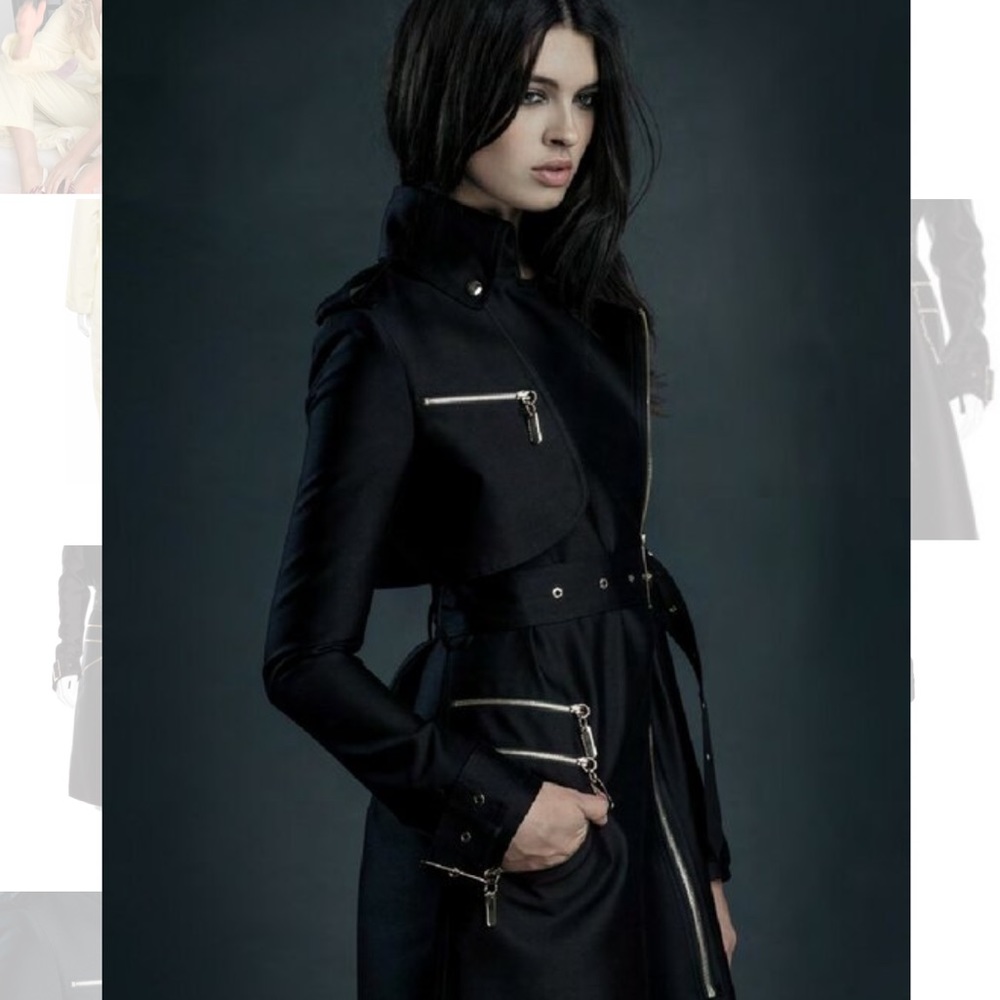 ✨THOMAS WYLDE✨Zip-Accented Black Trench Coat